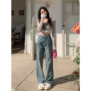 Quần Jeans Nữ Ống Suông , Quần Bò Nữ Ống Rộng Màu Xanh Vintage TL23