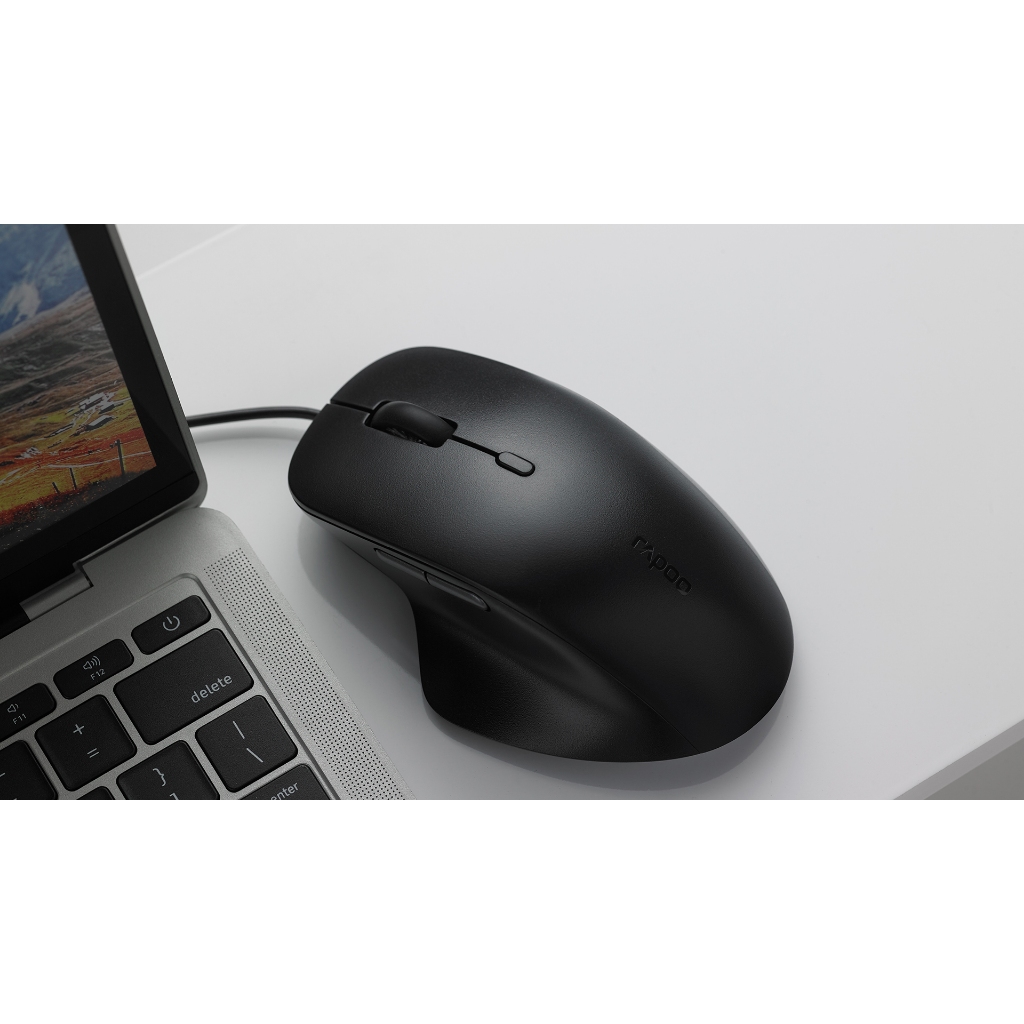 Chuột có dây công thái học Rapoo N500 - có nút trợ năng