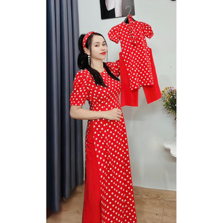 Áo dài mẹ và bé chấm bi