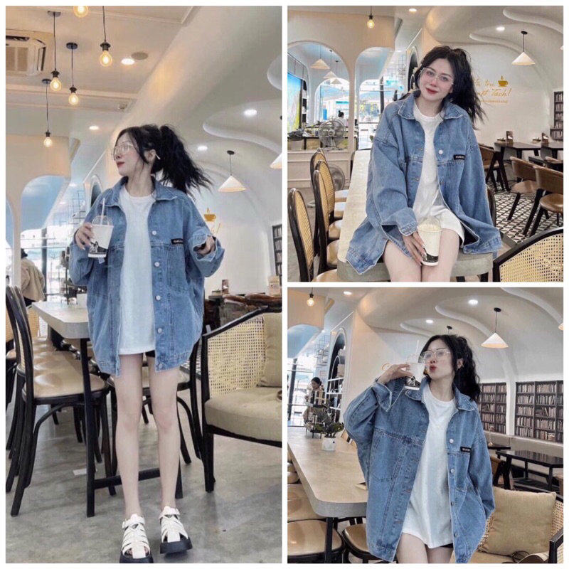 Áo Khoác Jeans 2 Túi Ngực Mác Đen Form Rộng🥰 Áo Khoác Bò Phong Cách Ullazang