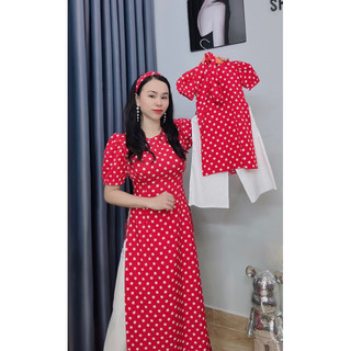 Áo dài mẹ và bé chấm bi