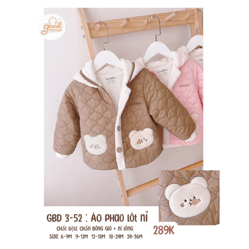 Áo khoác phao lót nỉ lông cho bé trai bé gái ấm áp mềm mại mùa đông chính hãng mẫu mới