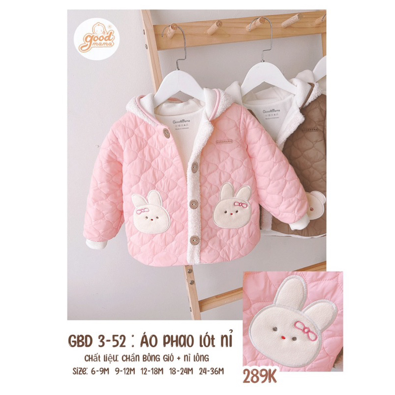 Áo khoác phao lót nỉ lông cho bé trai bé gái ấm áp mềm mại mùa đông chính hãng mẫu mới