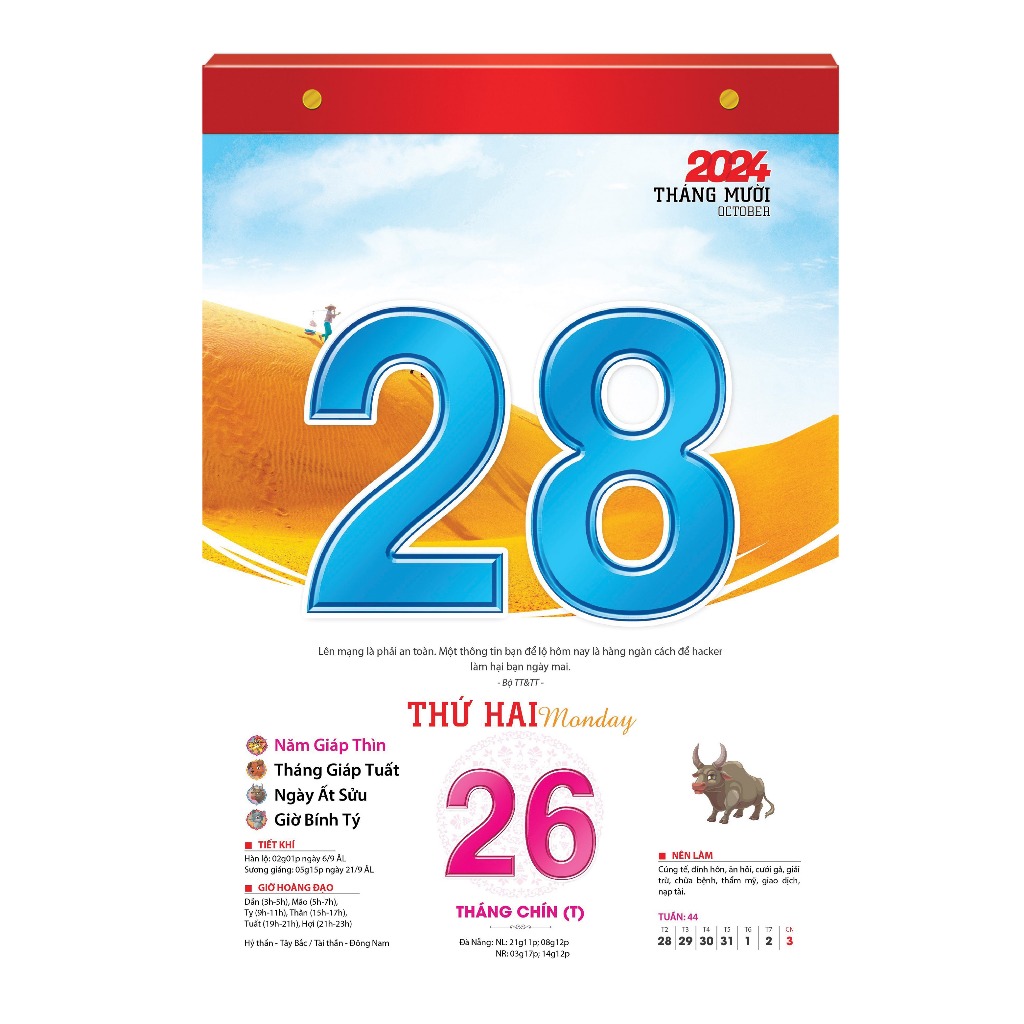 Lịch Bloc 2024 TUANVIET BOOKS - Kích cỡ