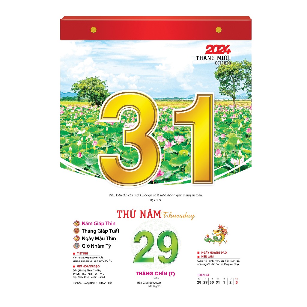 Lịch Bloc 2024 TUANVIET BOOKS - Kích cỡ