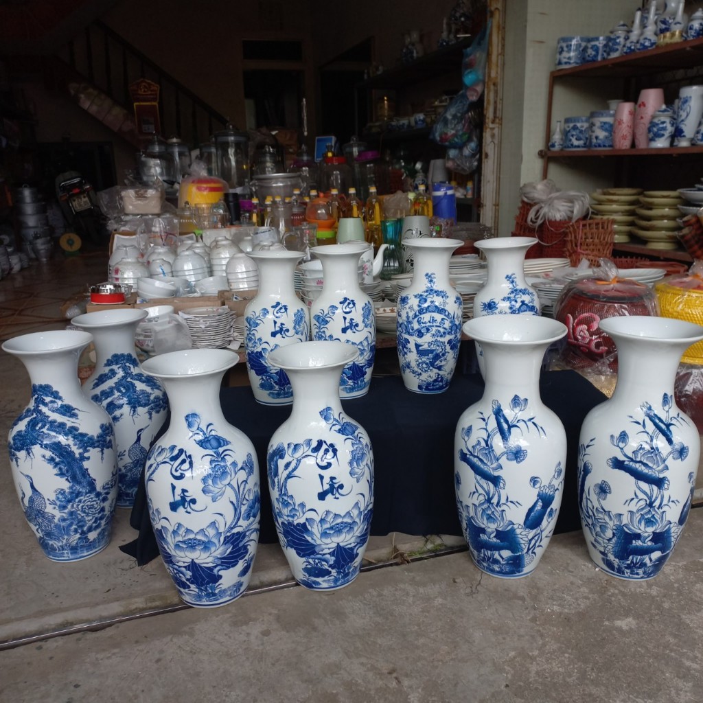 CẶP LỤC BÌNH GỐM MEN LAM, CHÍNH GỐC BÁT TRÀNG CHIỀU CAO 35CM, 45 CM, 50CM