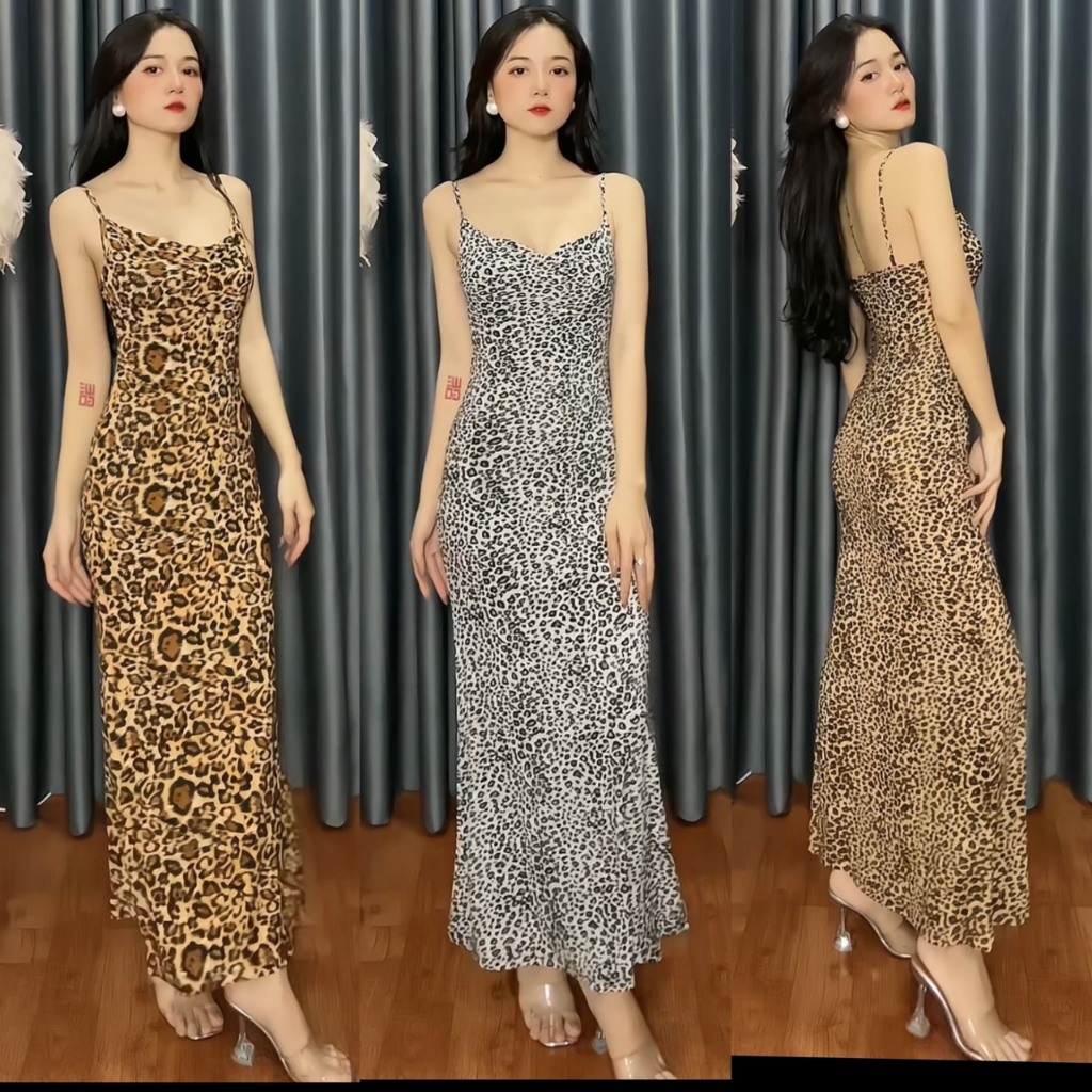 Đầm body đuôi cá 2 dây da beo hở lưng kiểu dáng sang trọng gợi cảm D42 Ceba Boutique