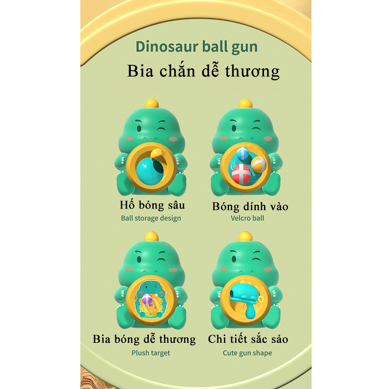 Đồ chơi súng ném bóng dính , súng bắn phi tiêu cho bé kèm bảng phi tiêu, khủng long bắn bong cho bé