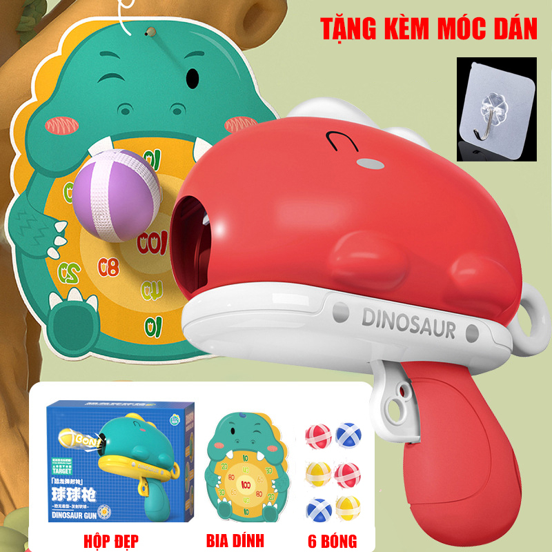 Đồ chơi súng ném bóng dính , súng bắn phi tiêu cho bé kèm bảng phi tiêu, khủng long bắn bong cho bé