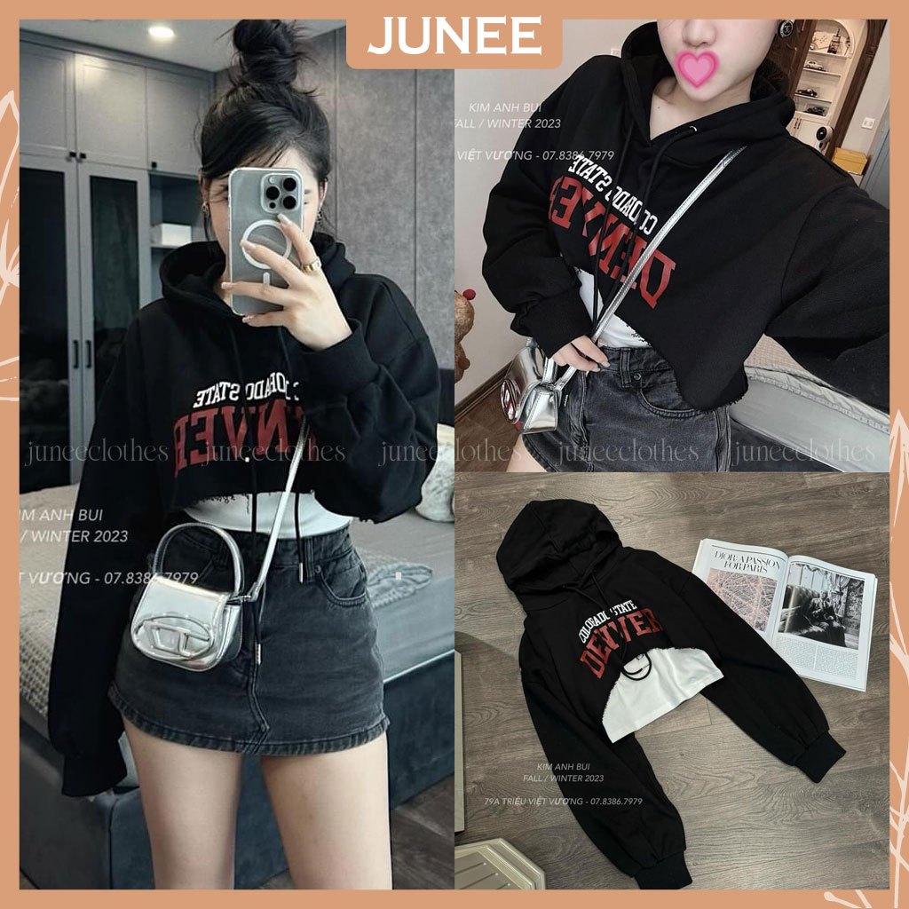 Áo Nỉ Nữ Có Mũ Dáng Croptop Chất Nỉ Bông Mix Áo 3 Lỗ Trong Chất Cotton L1 Dáng Freesize B310315
