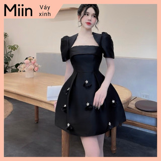 Váy Tapta Cổ Vát Ly Ngực Phối Hoa Tag Đá