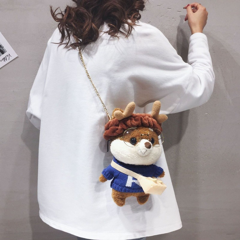 Túi Nhỏ Đeo Chéo Hình Chú Sóc Nhồi Bông Dễ Thương 2023 - Quà Tặng Bạn Gái, Trẻ Em Đựng Đồ Sành điệu