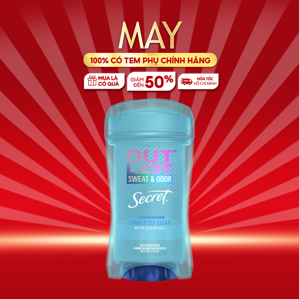 Lăn Khử Mùi Secret Sạch Mịn Hoàn Hảo Dạng Gel Completely Clean Outlast Clear Gel 73g