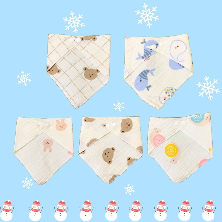 Khăn yếm xô tam giác Organic Muslintree 4 lớp cao cấp cho bé sơ sinh, bé trai, bé gái - LunaKids  đẹp mịn