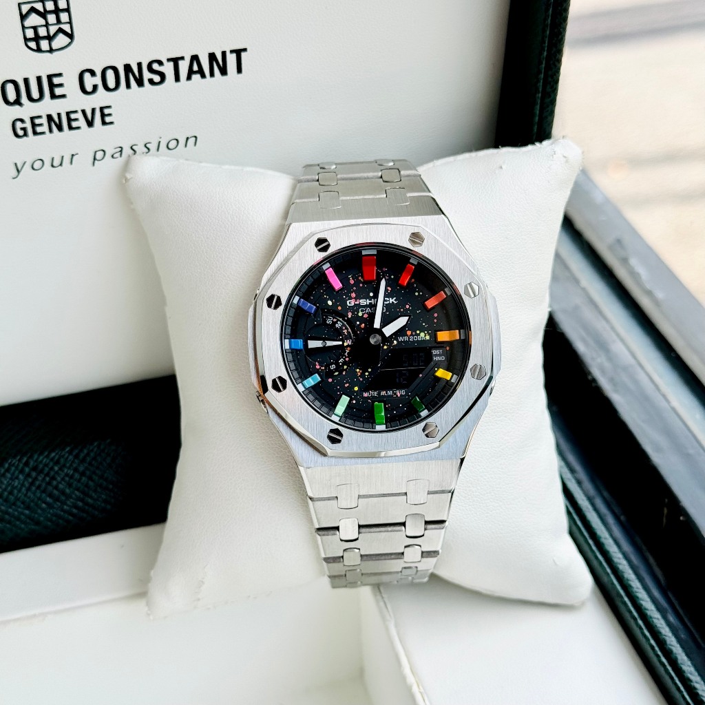 Đồng hồ nam dây thép Casio G Shock GA 2100 Custom Royal Silver Galaxy