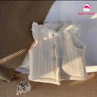 Áo gile ấm cho bé gái, áo gile trần bông dày dặn có nơ xinh mặc được hai mặt cho bé từ 8kg trở lên-Baby's home có sẵn