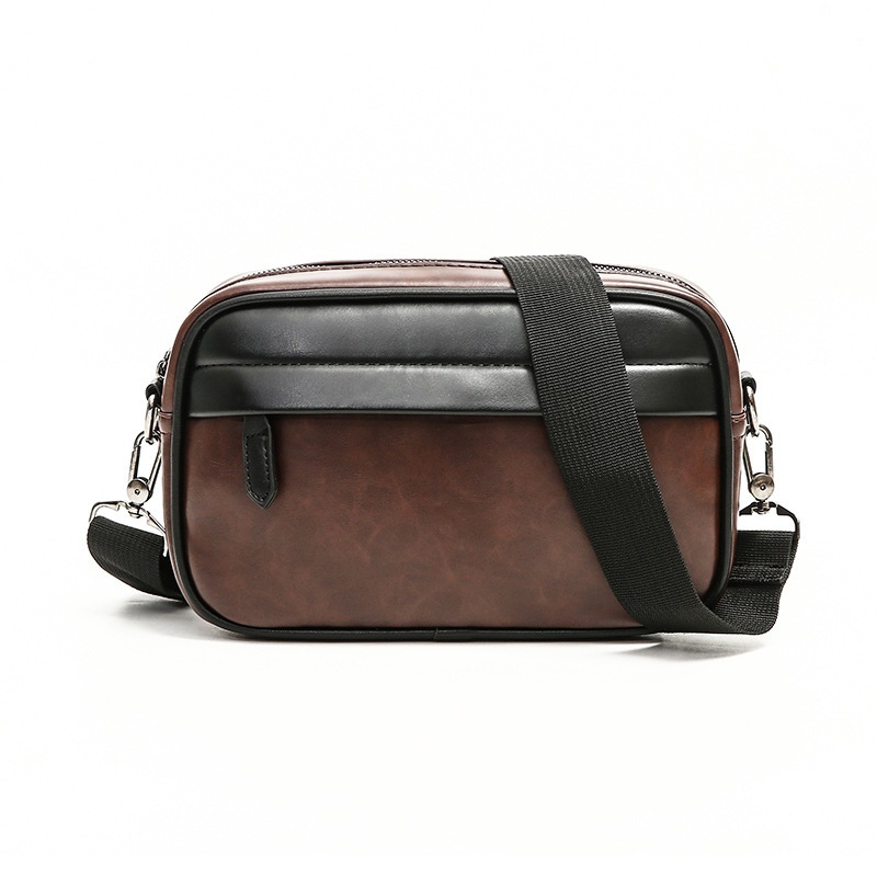 Túi đeo chéo nam mini unisex da cao cấp cá tính thời trang chống nước dây kéo YKK 20 x 15 x 6 cm