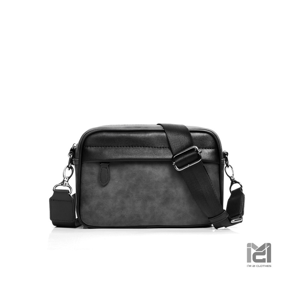Túi đeo chéo nam mini unisex da cao cấp cá tính thời trang chống nước dây kéo YKK 20 x 15 x 6 cm