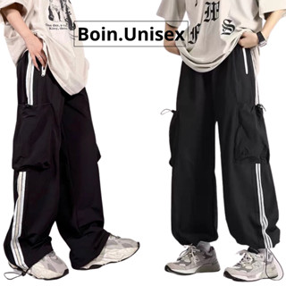 Quần dài túi hộp ống rộng Boin jogger vải dù lưng thun from rộng hiphop 3 sọc hack dáng y2k nam nữ unisex bigsize