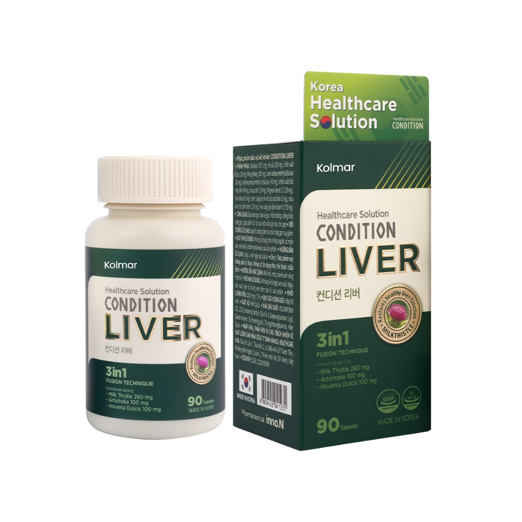[Kolmar]Thực phẩm bảo vệ sức khỏe Condition Liver hỗ trợ giải độc, tăng cường chức năng gan - Hộp 90 Viên uống