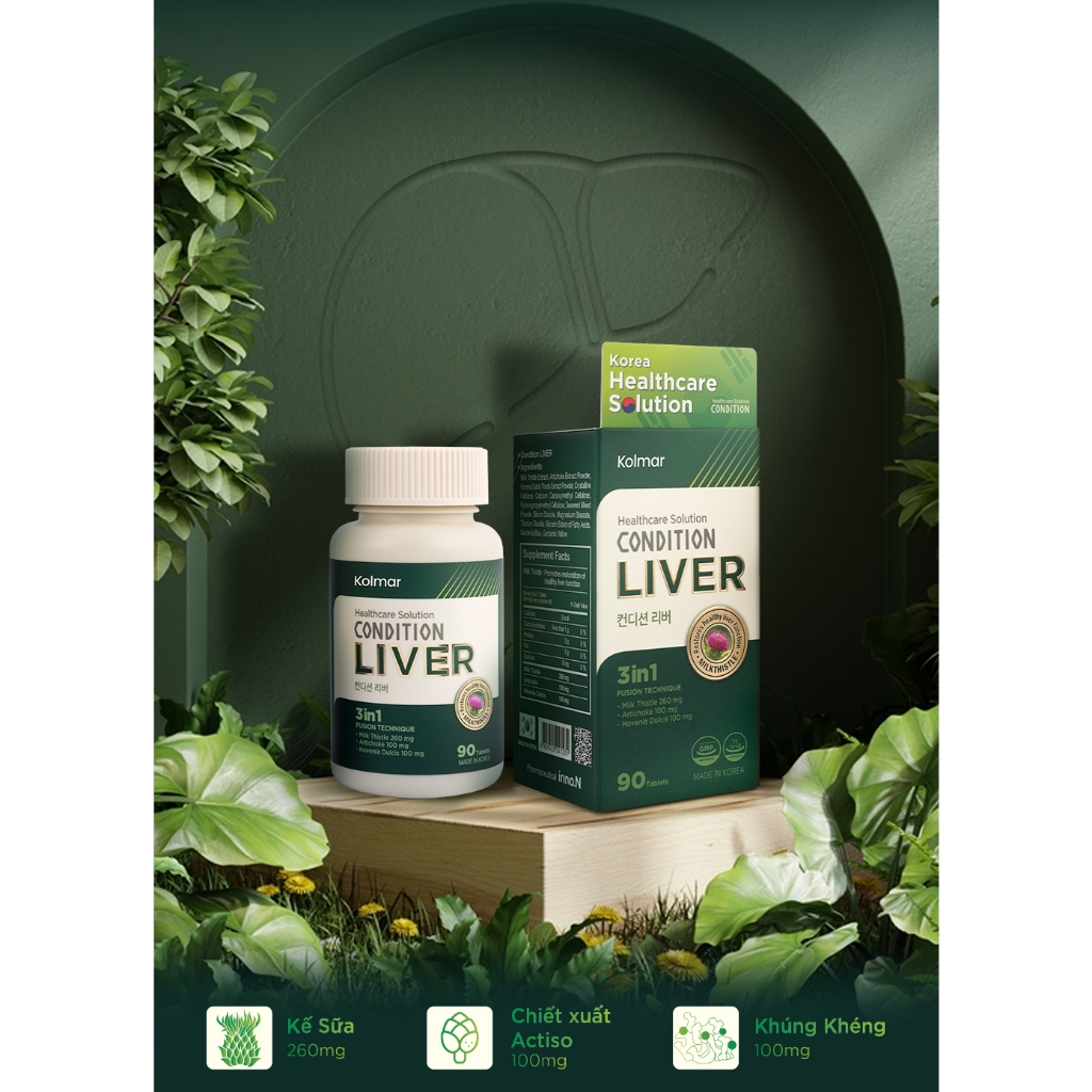 [Kolmar]Thực phẩm bảo vệ sức khỏe Condition Liver hỗ trợ giải độc, tăng cường chức năng gan - Hộp 90 Viên uống