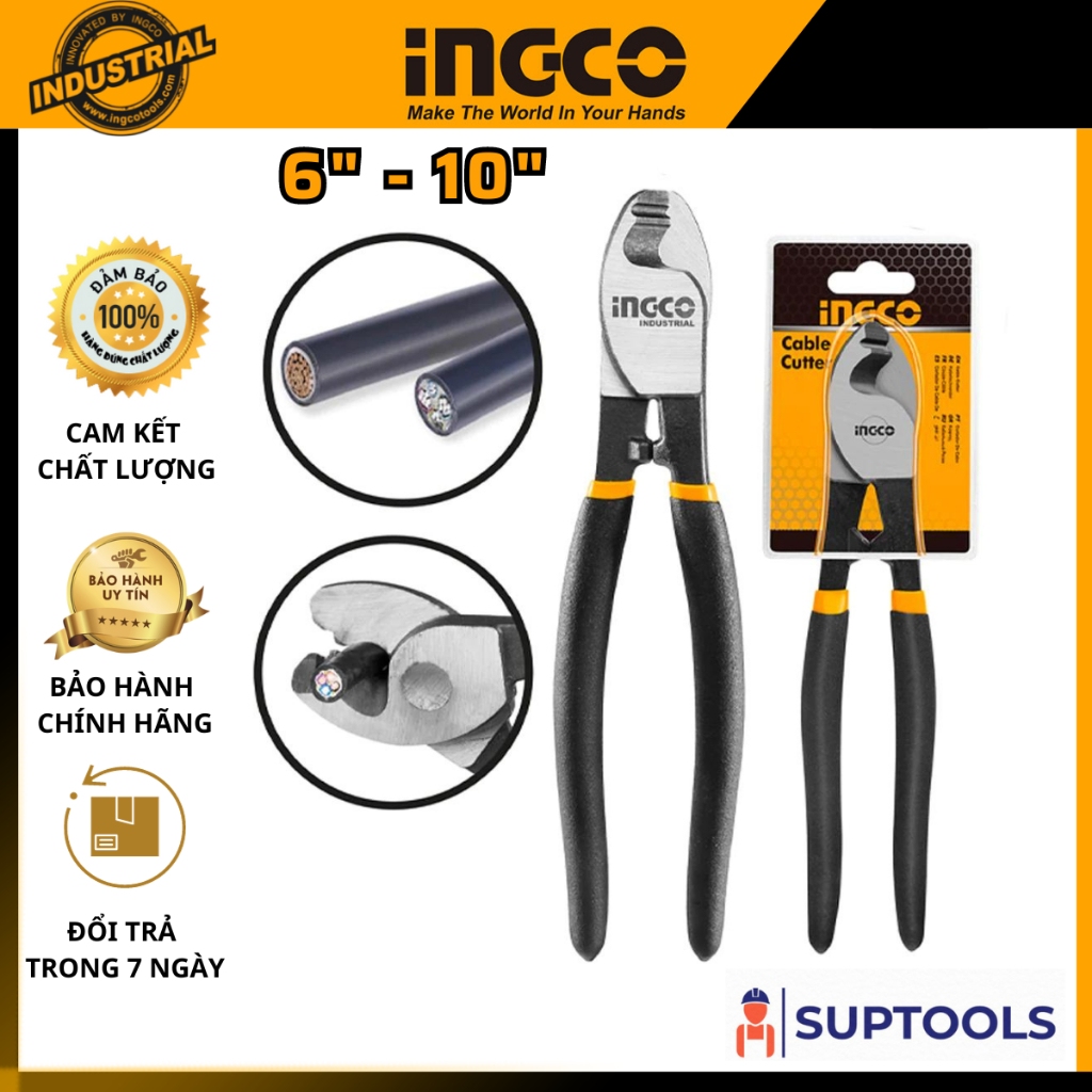 Kềm cắt cáp điện INGCO HCCB0206 HCCB0210 Kìm bấm đứt dây điện 6 inch 10 inch [Đồ nghề chính hãng]