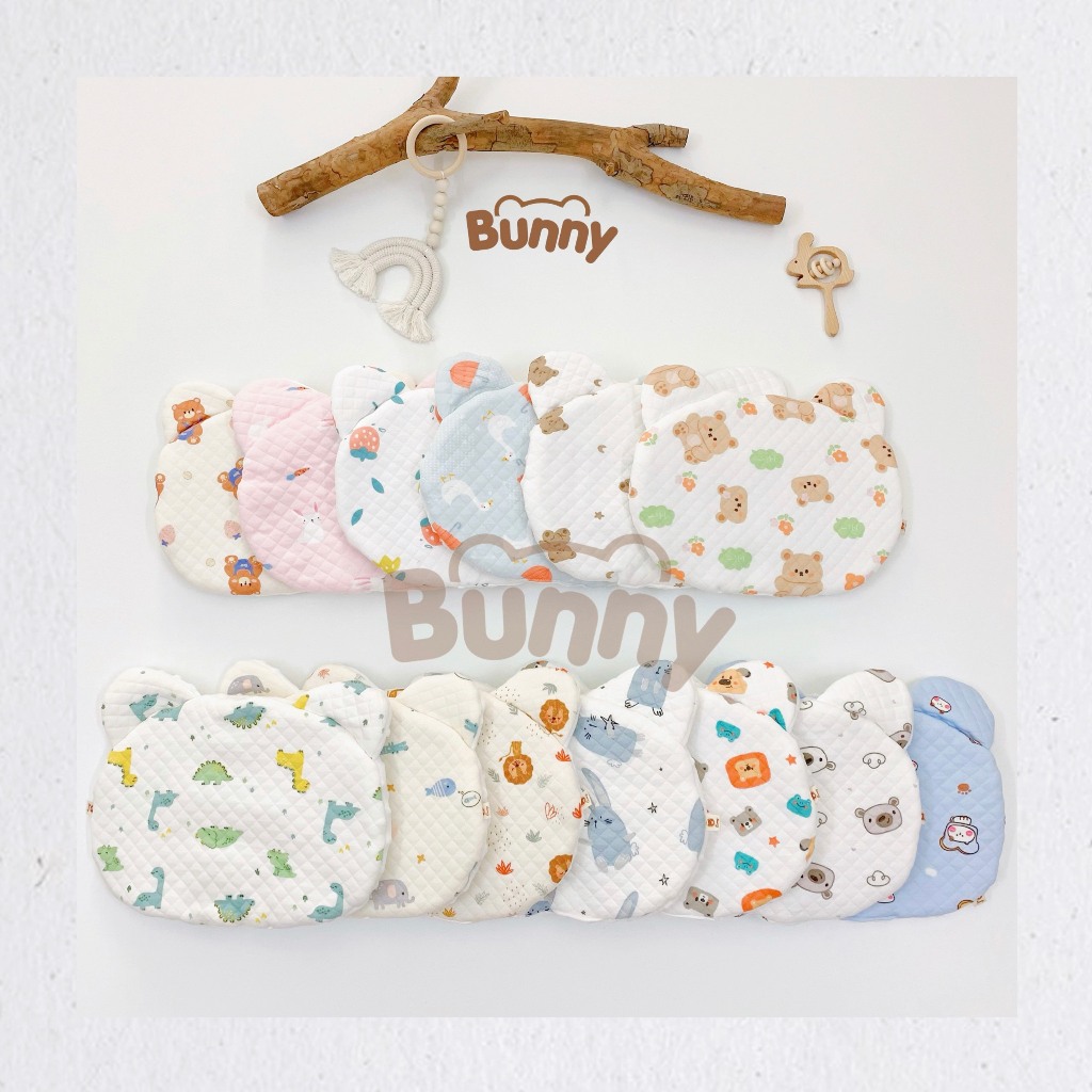 Gối sơ sinh bông Cotton Bunny hình gấu một mặt nhung siêu mềm mại cho bé sơ sinh