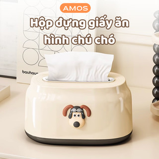 Hộp đựng khăn giấy để bàn họa tiết hình chú chó dễ thương, chất liệu nhựa PP cao cấp, Hộp khăn giấy sang trọng decor
