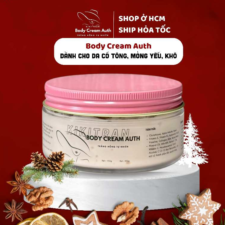 Kem Body Trắng Hồng Tự Nhiên, An Toàn Dành Cho Da Mỏng, Yếu, Có Tông Sẵn Body Cream Auth Hộp 150g, 300g, 500g
