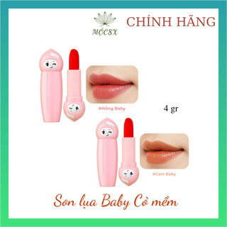  Son Môi Lụa Màu Hồng Cam Cho Mẹ và Bé Hình Búp Bê Cỏ Mềm Thiên Nhiên An Toàn Thỏi 4g 