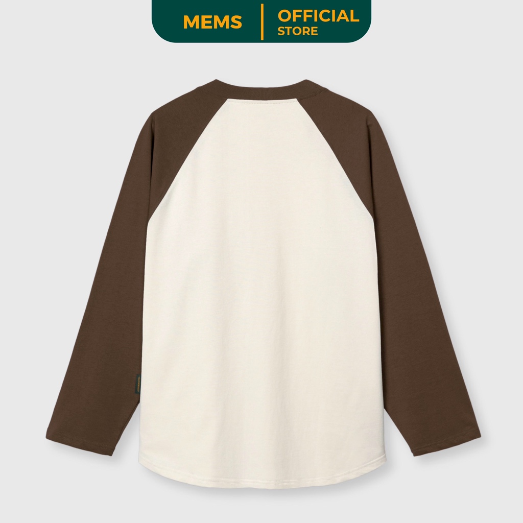 Flexible raglan Cream Brown Choco | MEMS Áo thun cotton nam nữ tay dài trơn cổ tròn áo phối màu