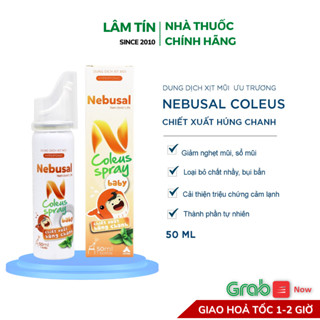 Nebusal húng chanh 1.3%  - Xịt mũi ưu trương 1,3% Nebusal - Lọ 50ml