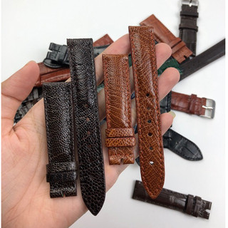 Dây đồng hồ da đà điểu điểu nam màu đen, nâu đỏ size 18 20 22 thời trang - đồ da handmade