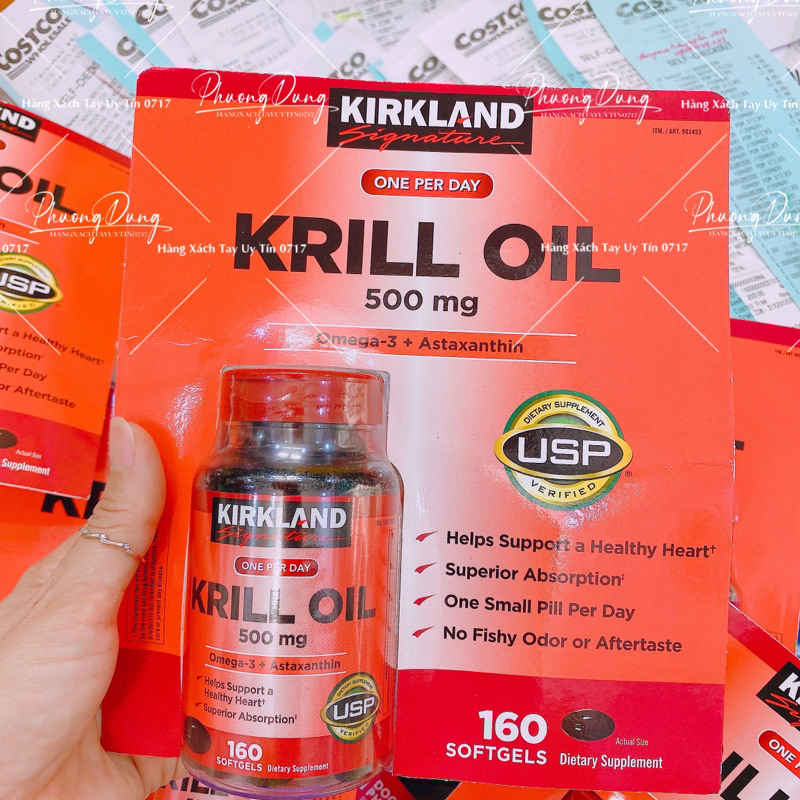 160 viên Krill oil chuẩn Mỹ bổ sung Omega 3 Astaxanthin hỗ trợ sức khỏe và làn da