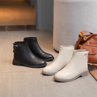 Boot gót thấp, giày bốt cổ ngắn da mềm hàng có hộp cao cấp GUUEM GBOOT101