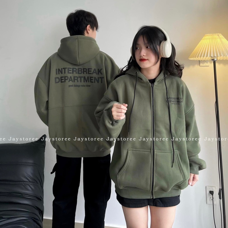 Áo Hoodie Nỉ Form Rộng Unisex Nam Nữ Hoodie Zip INTERBREAK Nhiều Màu Form Rộng Unisex Nam Nữ
