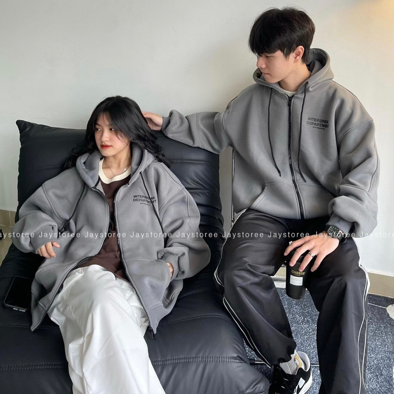 Áo Hoodie Nỉ Form Rộng Unisex Nam Nữ Hoodie Zip INTERBREAK Nhiều Màu Form Rộng Unisex Nam Nữ