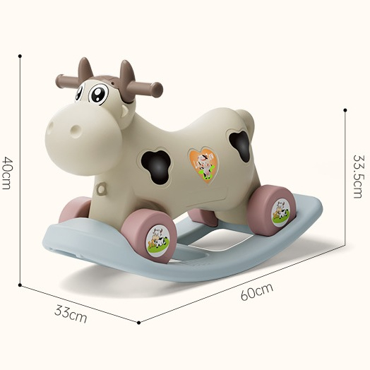 Bò sữa bập bênh cho bé - Xe ngựa bập bênh chòi chân cho bé 2in1 cao cấp có đèn nhạc đa năng .