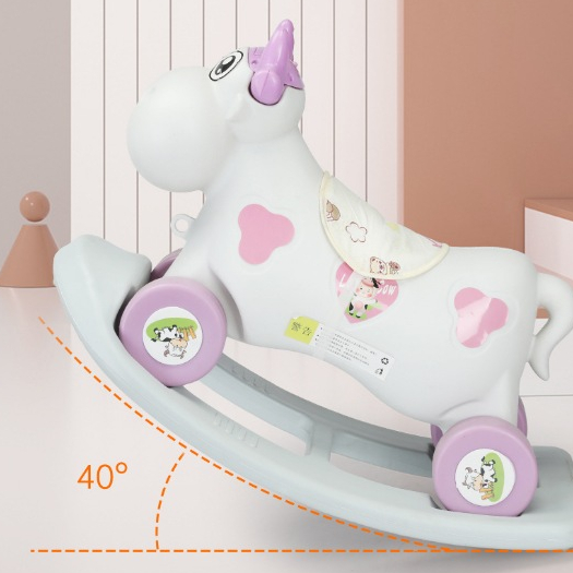 Bò sữa bập bênh cho bé - Xe ngựa bập bênh chòi chân cho bé 2in1 cao cấp có đèn nhạc đa năng .