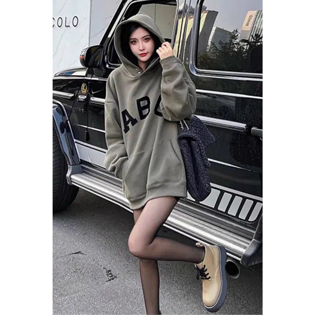 Áo hoodie nỉ ngoại nam nữ không xù kết hợp họa tiết in dập abc cao cấp .