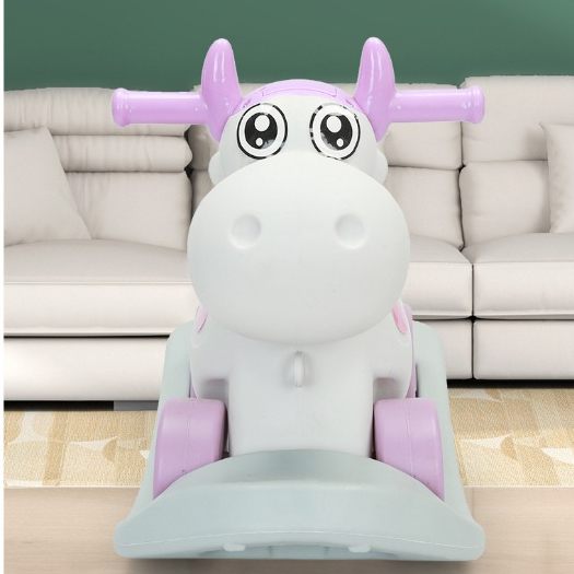 Bò sữa bập bênh cho bé - Xe ngựa bập bênh chòi chân cho bé 2in1 cao cấp có đèn nhạc đa năng .