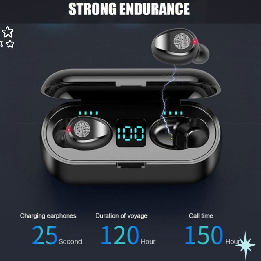 Tai Nghe Bluetooth F9 TWS 5.0 Có Micro Không Dây Nghe Gọi Cảm Ứng Chạm Âm Thanh Sống Động - F9