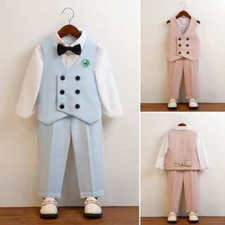 Set ghile pastel cho bé trai kèm nơ và hoa