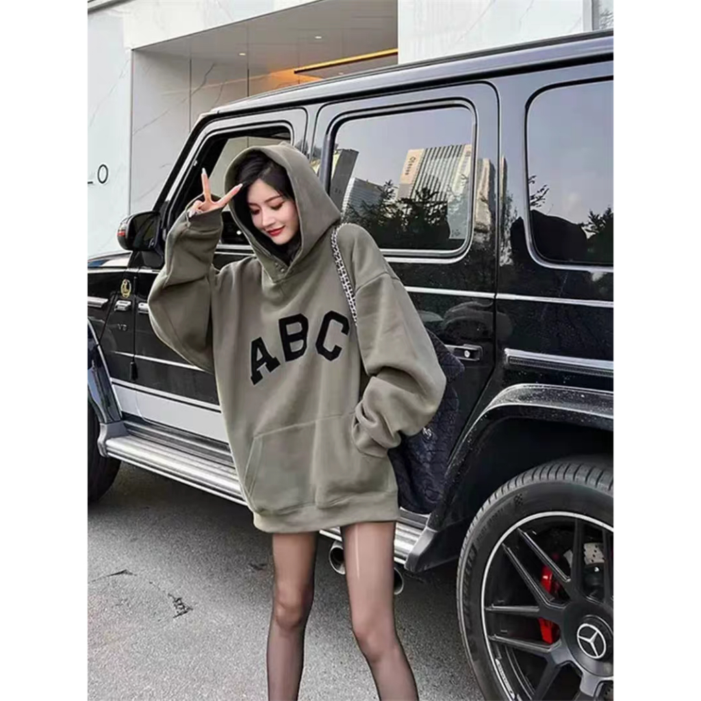 Áo hoodie nỉ ngoại nam nữ không xù kết hợp họa tiết in dập abc cao cấp .