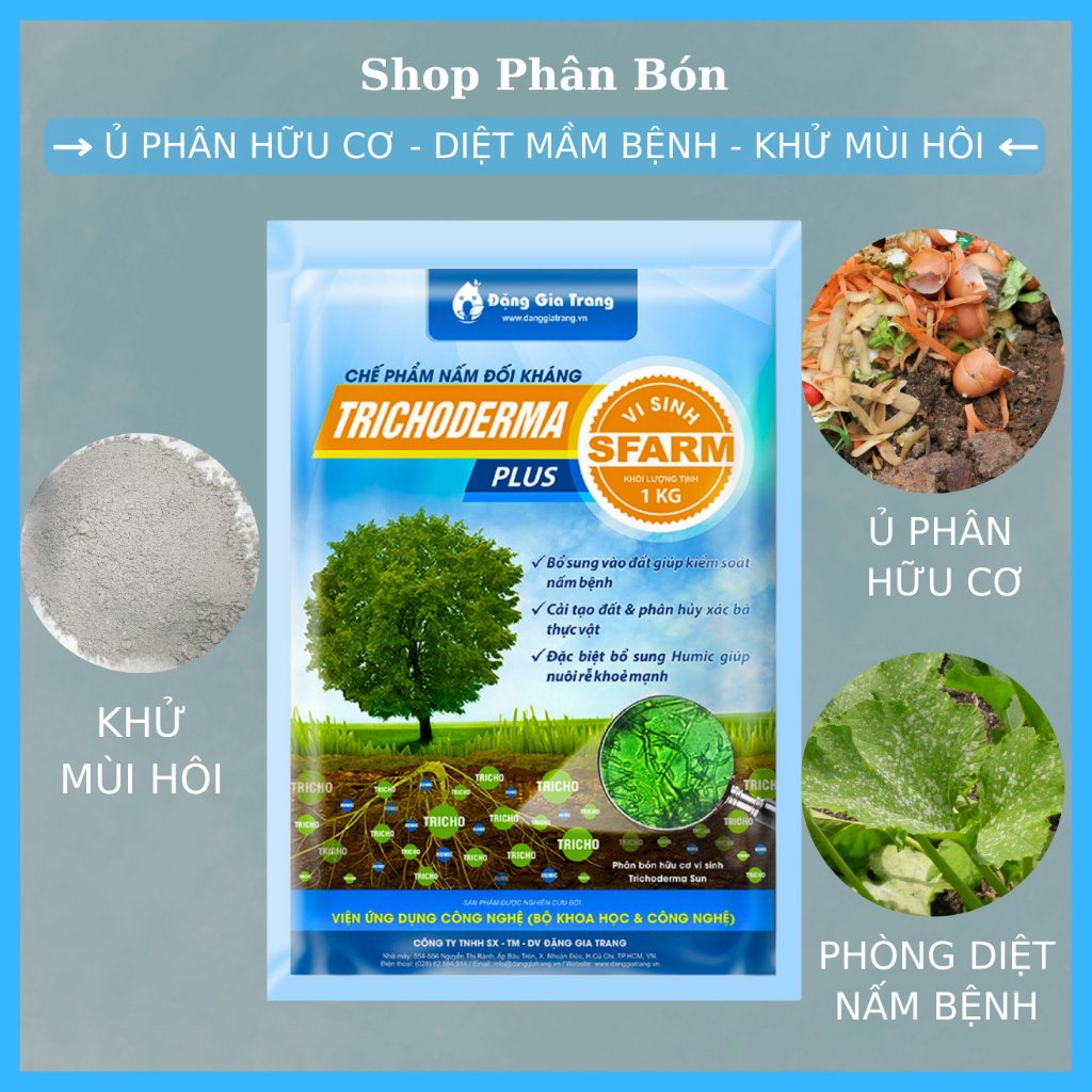Chế Phẩm Vi Sinh TRICHODERMA Plus Chuyên Ủ Rác, Phân Hữu Cơ Cho Cây Trồng 1Kg