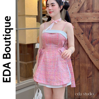 Đầm Nữ 2 Dây Cúp Ngực Thiết Kế Caro Hottrend EDA - Đầm Kèm Chân Váy Thắt Nơ Siêu Xinh