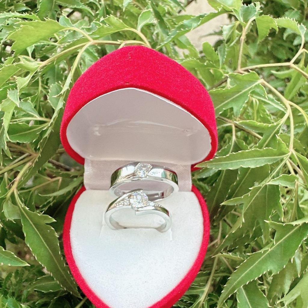 Nhẫn đôi tình yêu thời trang Tặng kèm hộp trái tim có khe hở điều chỉnh H4
