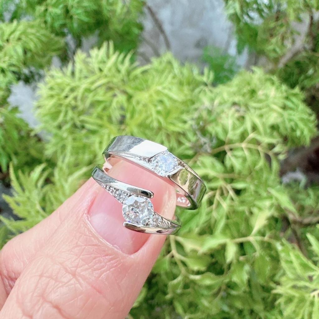 Nhẫn đôi tình yêu thời trang Tặng kèm hộp trái tim có khe hở điều chỉnh H4