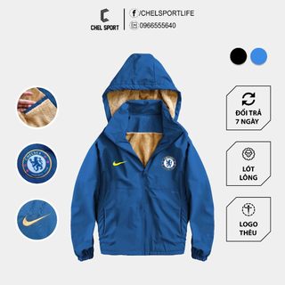 Áo khoác logo thêu Chelsea lót lông cao cấp
