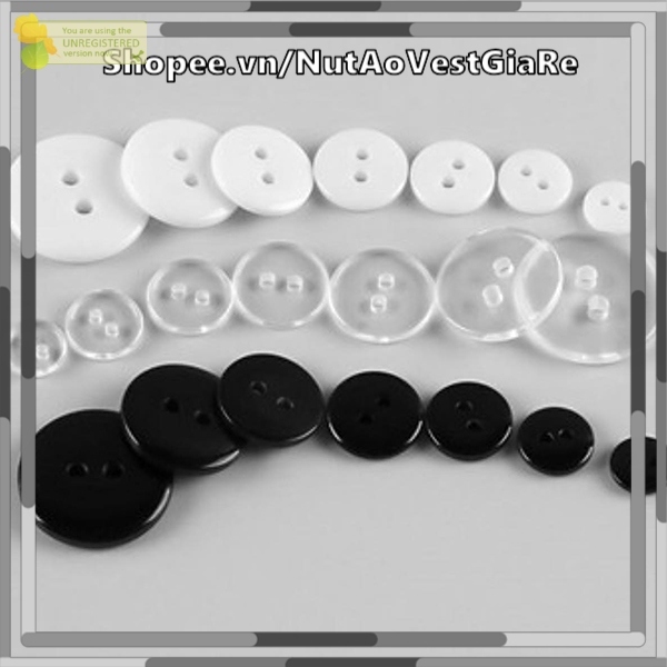 Set 50 Nút men 2 Lỗ (1cm, 1.2cm, 1.5cm, 1.8cm, 2cm), nút nhựa 2 lỗ dùng cho áo sơ mi, áo khoác...
